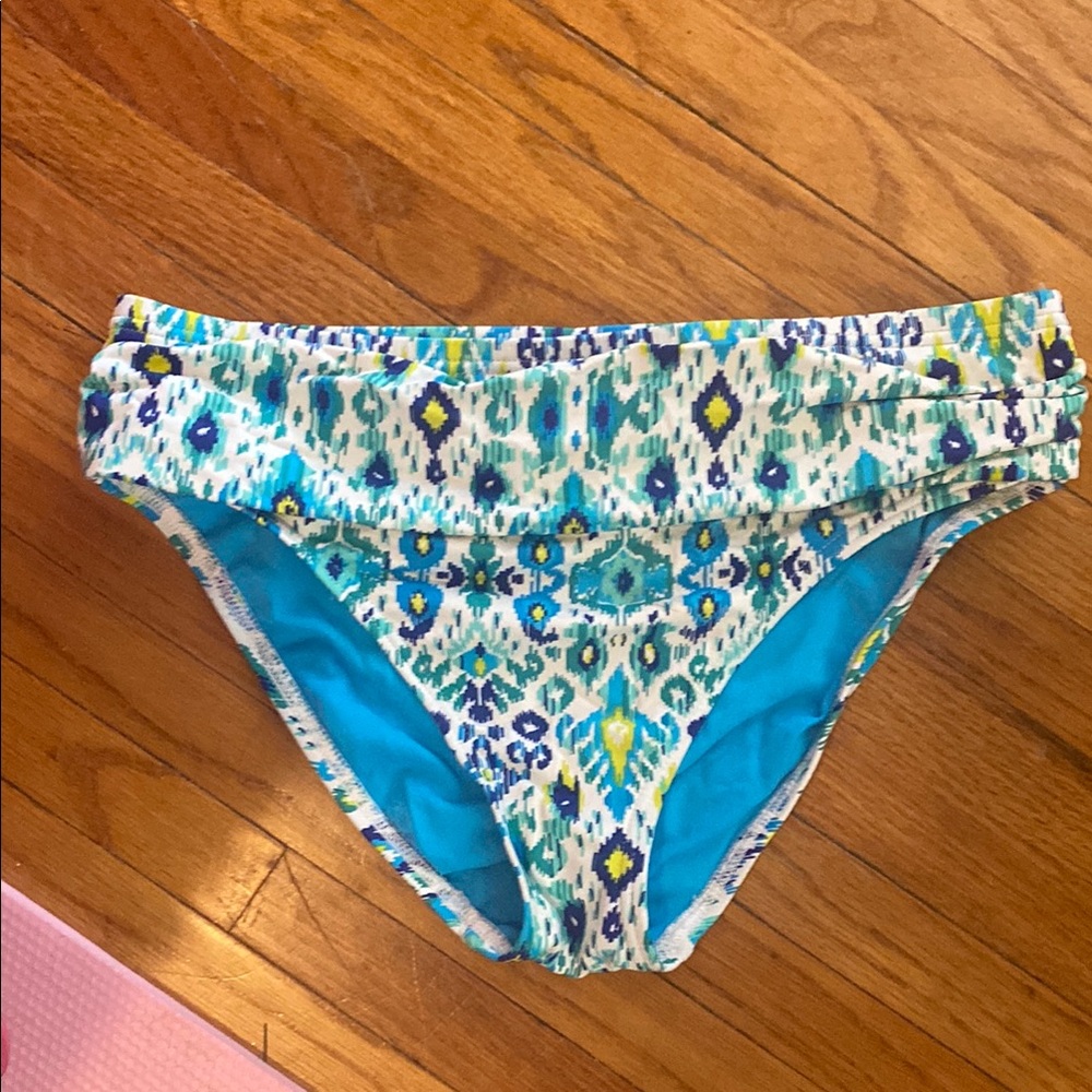 Tommy Bahama Blue Patterned Bikini Bottoms Small